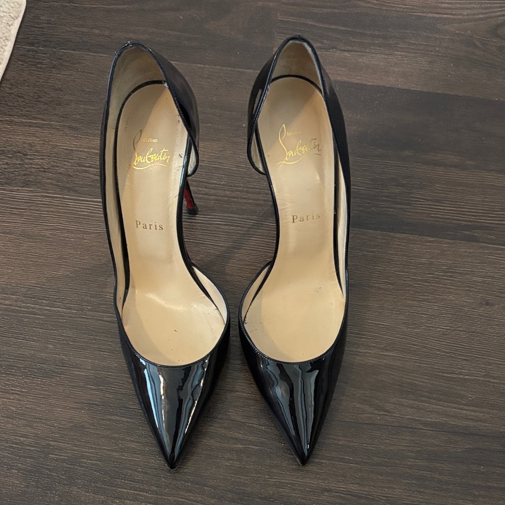 Christian Louboutin Black Patent Leather D’orsay Iriza Pumps